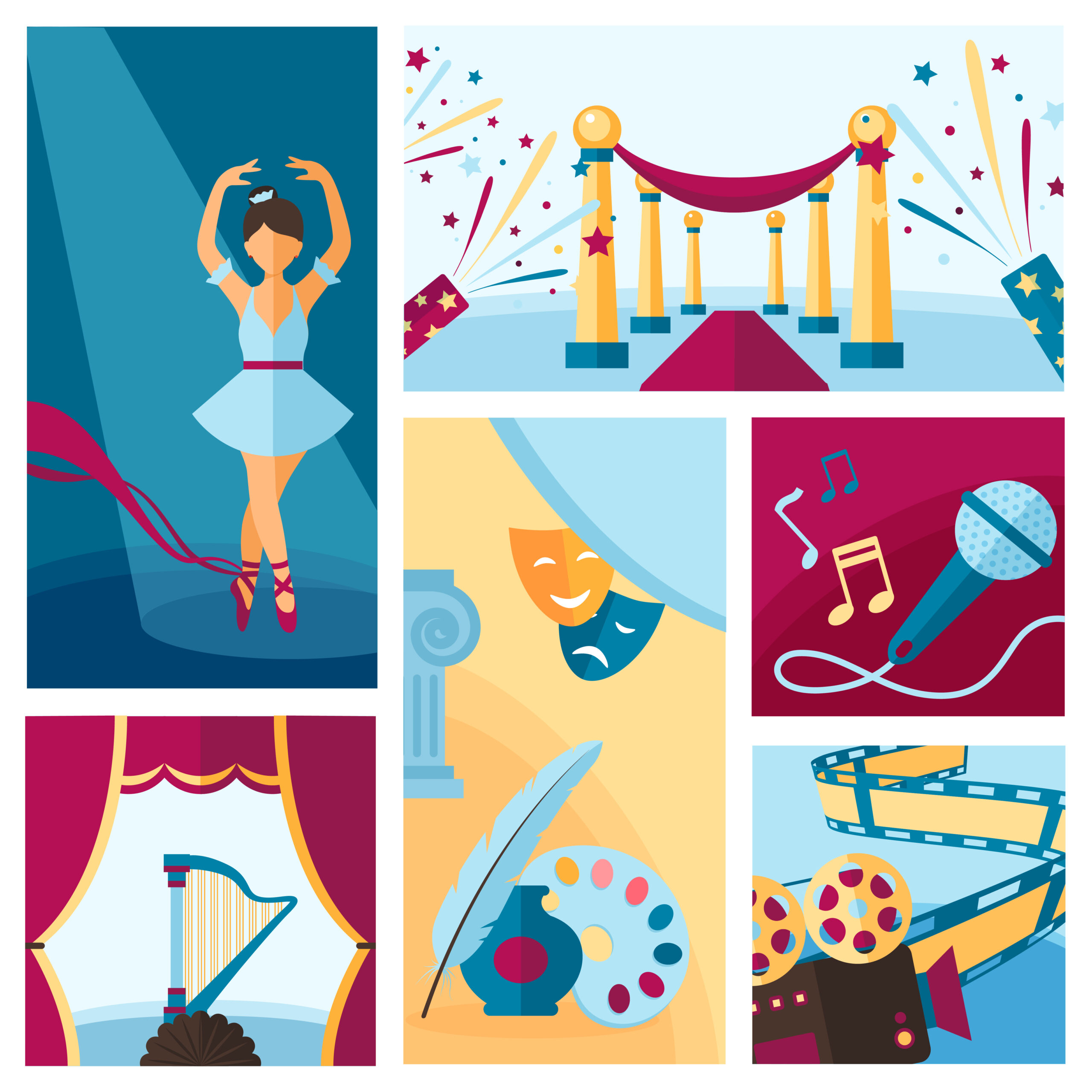 art and culture decorative banners set